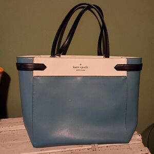 Kate Spade Teal and Cream Tote Bag
